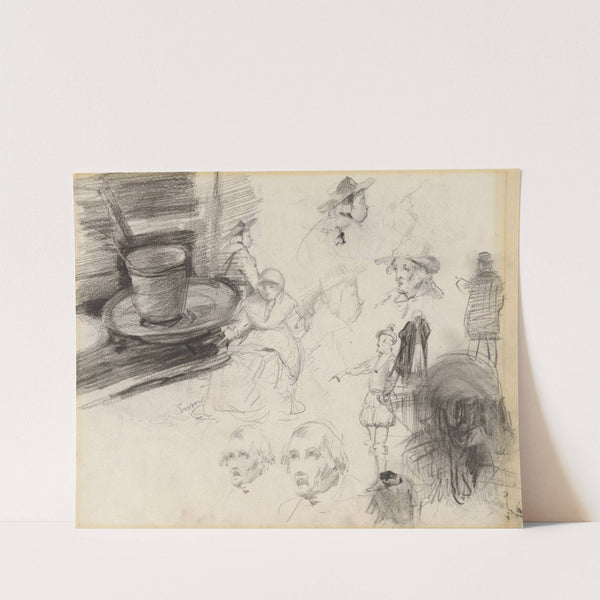 Kop, schoteltje en figuren by James Ensor