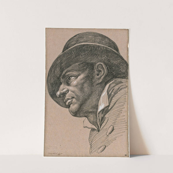 Kop v.e. man met hoed: naar links en van onderaf gezien by David Humbert de Superville