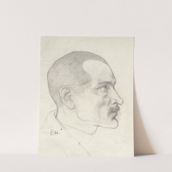 Kop van een man met snor, van opzij by Richard Nicolaüs Roland Holst