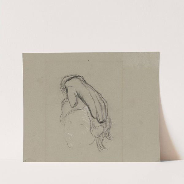 Kopf des Kindes und die darauf liegende Hand Hartmuts aus 'Ritter Hartmut von Kronberg nimmt von seinen Angehörigen Abschied by Victor Müller