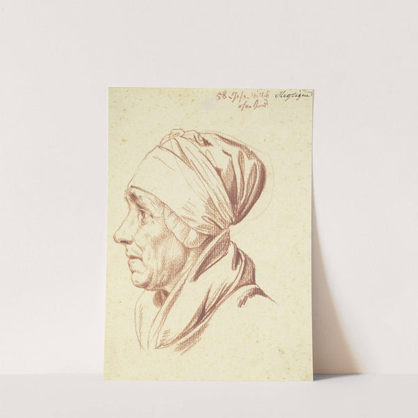 Kopf einer älteren Frau mit Kopftuch im Profil nach links by Daniel Nikolaus Chodowiecki