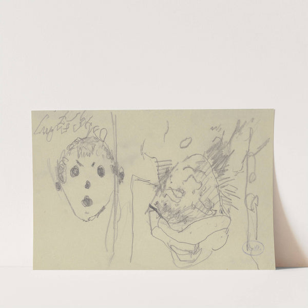 Kopf einer Frau mit Hut sowie eine – bei Drehung des Papiers um 180 Grad gezeichnete – schematische Fratze (1917) by Max Beckmann