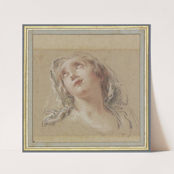 Kopf einer Frau mit Schleier (Vestalin, das Feuer hütend) (ca 1726-1727) by François Le Moyne