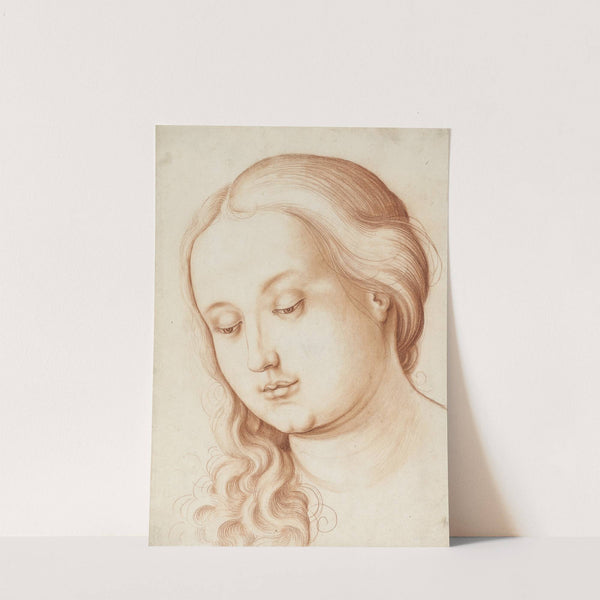 Kopf einer jungen Frau mit gesenktem Blick (1513-15) by Hans Baldung