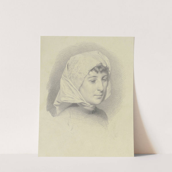 Kopf einer jungen Frau mit Tuch by Eugen Klimsch