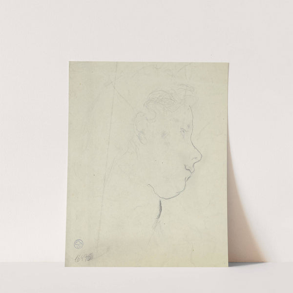 Kopf eines jungen Mädchens im Profil nach rechts by Otto Scholderer