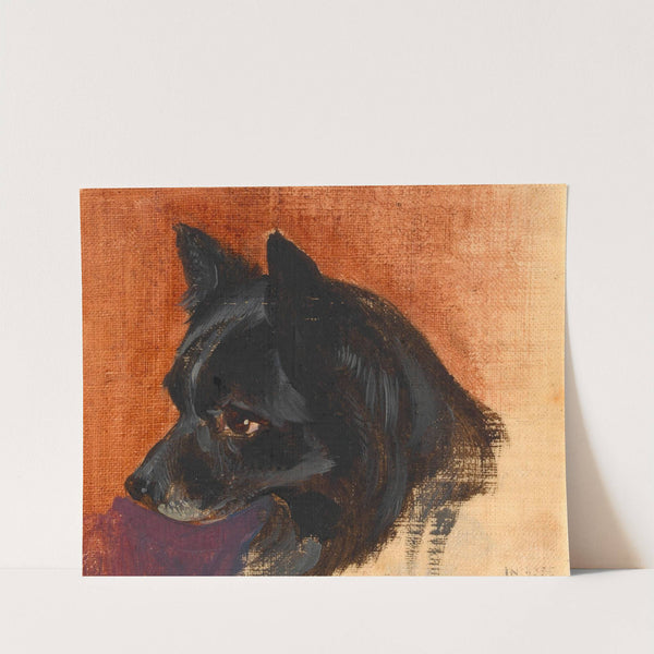 Kopf eines kleinen schwarzen Hundes by Johann Matthias Ranftl