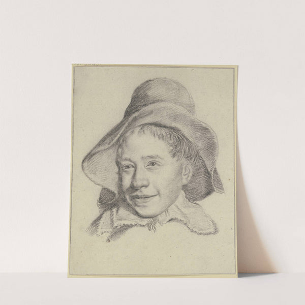 Kopf eines lachenden Knaben mit großem Hut und Kragen by Leendert van der Cooghen