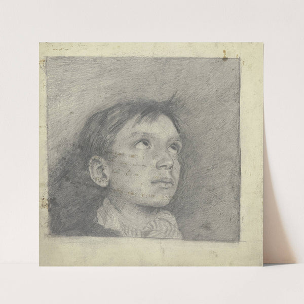 Kopf eines nach oben blickenden Knaben (ca 1878) by Otto Scholderer