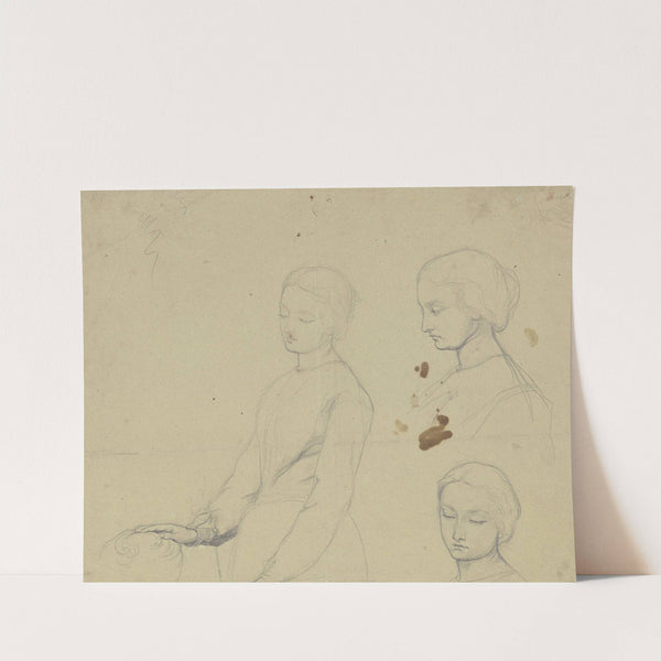 Kopf und Figur der Frau aus 'Ritter Hartmut von Kronberg nimmt von seinen Angehörigen Abschied' by Victor Müller