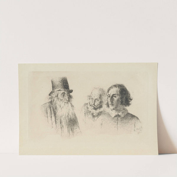 Köpfe (Radir-Versuche, Pl. II) (1843) by Adolph von Menzel