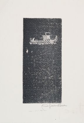 Koru-Kalevala, The Illustrated Kalevala, Poem L, vignette with Väinämöinen’s departure, sketch