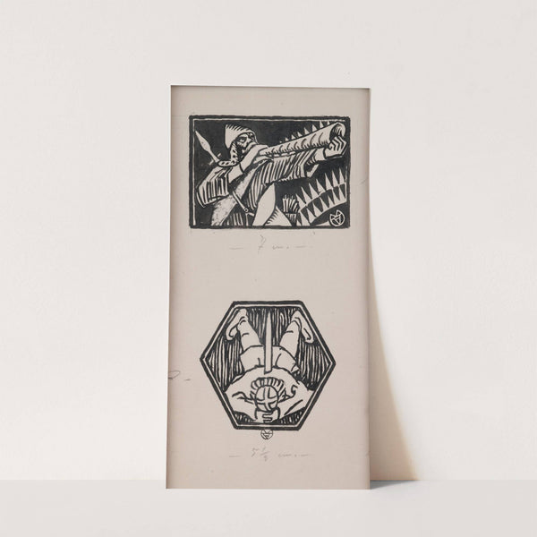 Koru-Kalevala, The Illustrated Kalevala; Poem XXXVI opening vignette (not final version), end vignette. (1922) by Akseli Gallen-Kallela