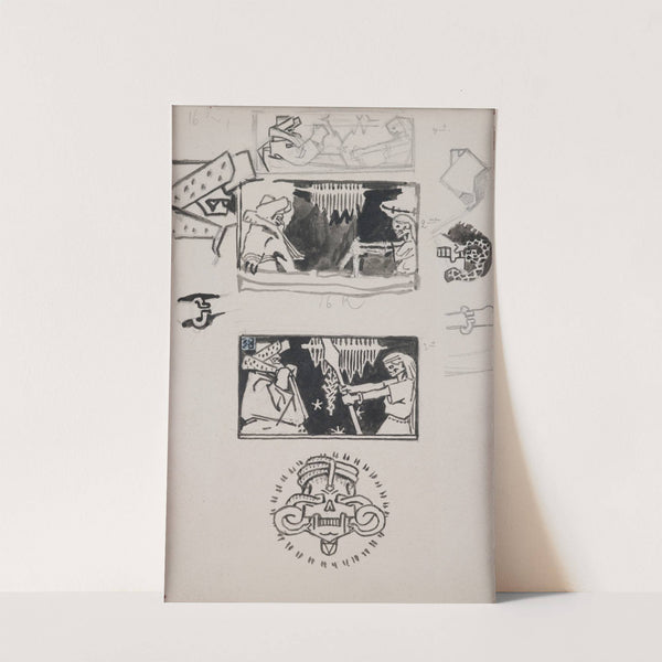 Koru-Kalevala, The Illustrated Kalevala; sketches for Väinämöinen’s visit in Tuonela (1923) by Akseli Gallen-Kallela