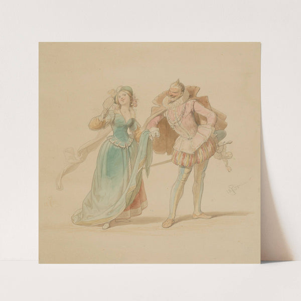 Kostümiertes Paar (Dame Kuss und der Junker) (1850) by Adolf Schrödter