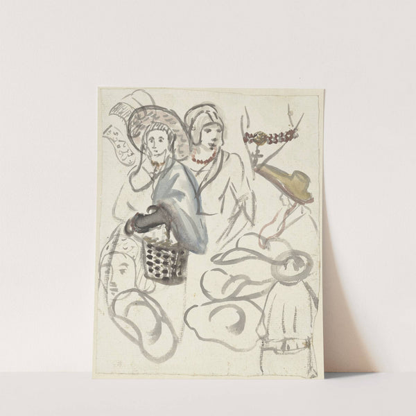 Kostuumstudies van boerinnen by Simon Andreas Krausz