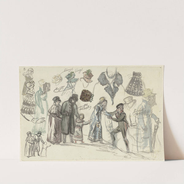 Kostuumstudies van een dame en een heer by Simon Andreas Krausz