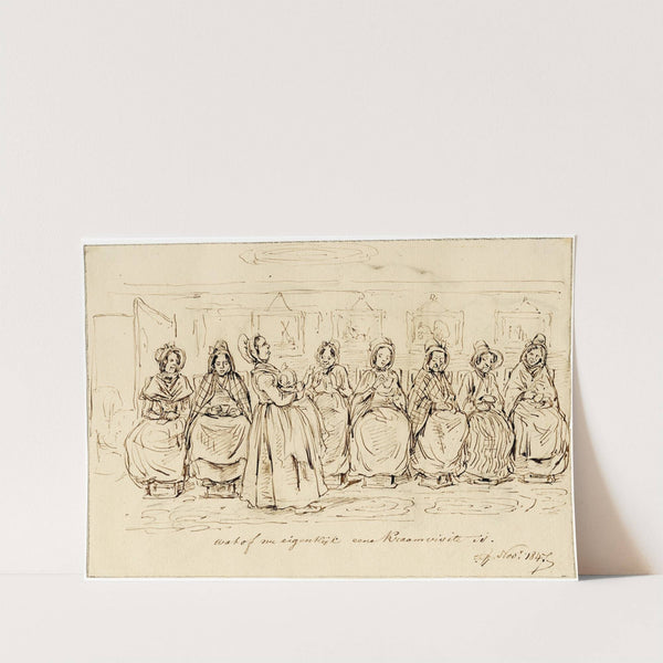 Kraamvisitie, karikaturaal by Pieter van Loon