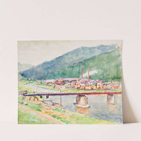 Krajobraz z widokiem na most na górskiej rzece by Ivan Ivanec