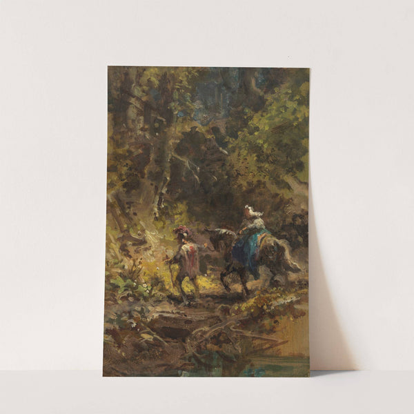 Kreuzritter mit Dame in Waldlanschaft (1875-80) by Carl Spitzweg