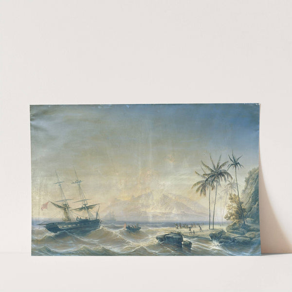 Kriegsschiff vor den Südseeinseln (1854) by Josef Carl Berthold Püttner