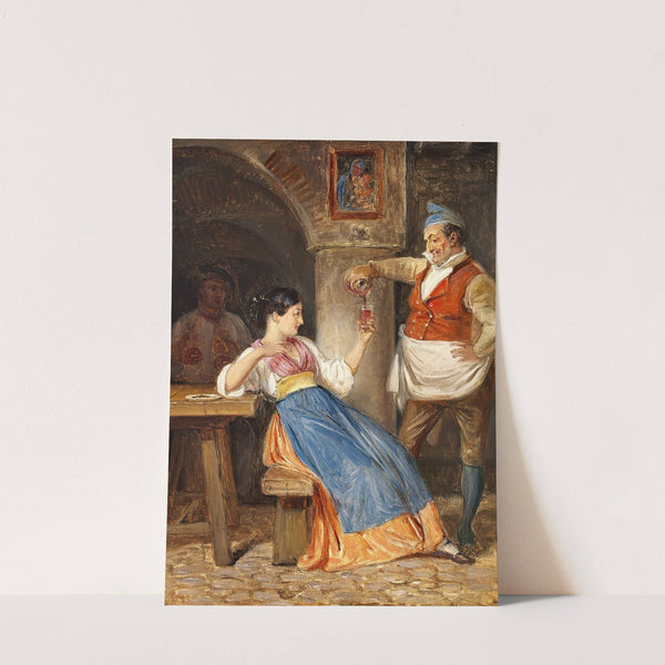 Krofatter skænker rødvin for en ung italienerinde by Wilhelm Marstrand