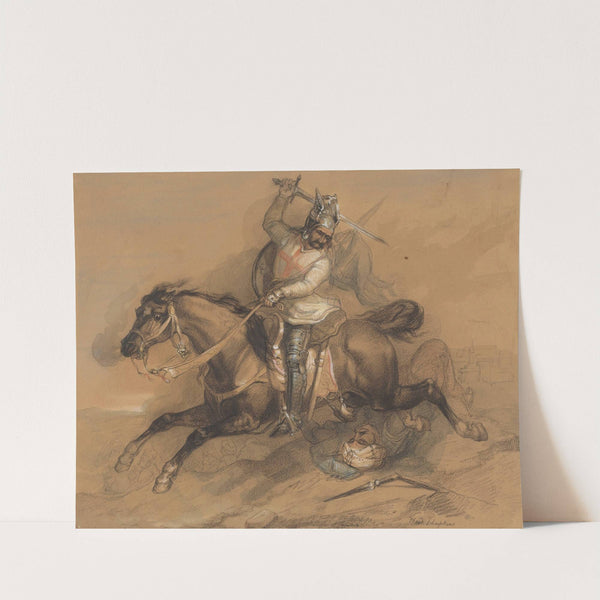 Kruisvaarder die een Turkse soldaat verslaat by Theodoor Schaepkens