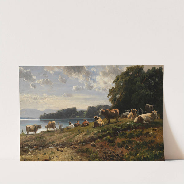 Kühe am Seeufer by Friedrich Voltz