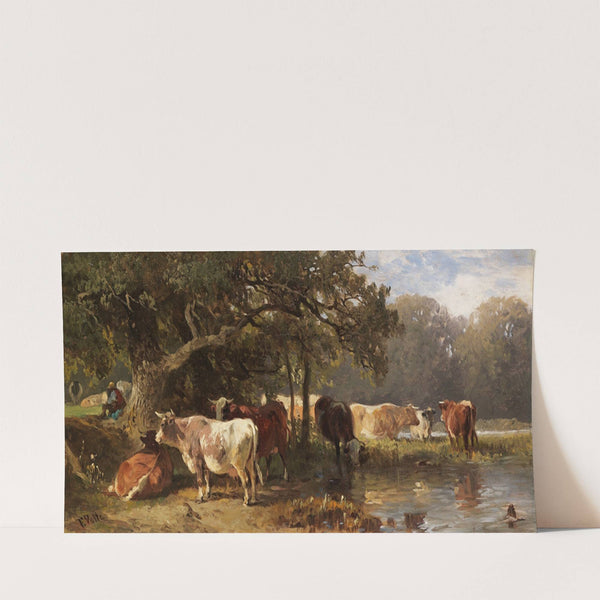 Kühe an einem See (Ca. 1870) by Friedrich Voltz