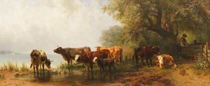 Kühe an einem See (1870)