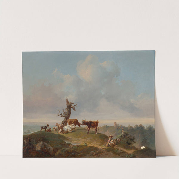 Kühe und Ziegen auf der Weide by Joseph Heicke