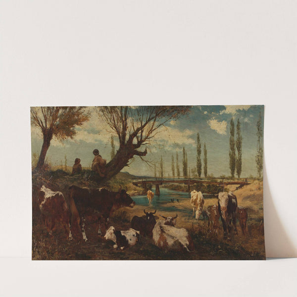 Kuhherde am Wasser by Carl Rudolf Huber