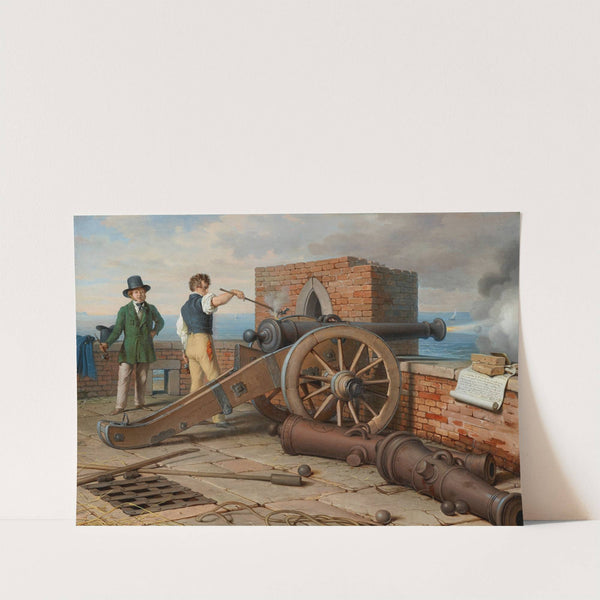 Künstlerfreunde lösen einen Kanonenschuss auf der Festung Michele bei Ostia (Ferdinand Jagemann und Peter Krafft) by Johann Peter Krafft
