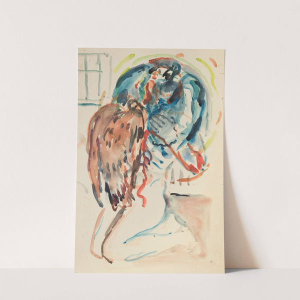 Kunstneren og hans syke øye. Knelende kvinnelig akt med ørn (1930) by Edvard Munch