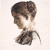 Kunstnerens søster Elisabeth. Profil t.v. Fletningefrisure (1869)