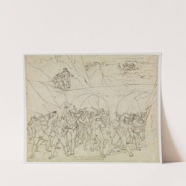 Kuppler, Betrüger und Schmeichler von den Teufeln gepeitscht (Dante Inferno, Canto 18, V 79) by Joseph Anton Koch