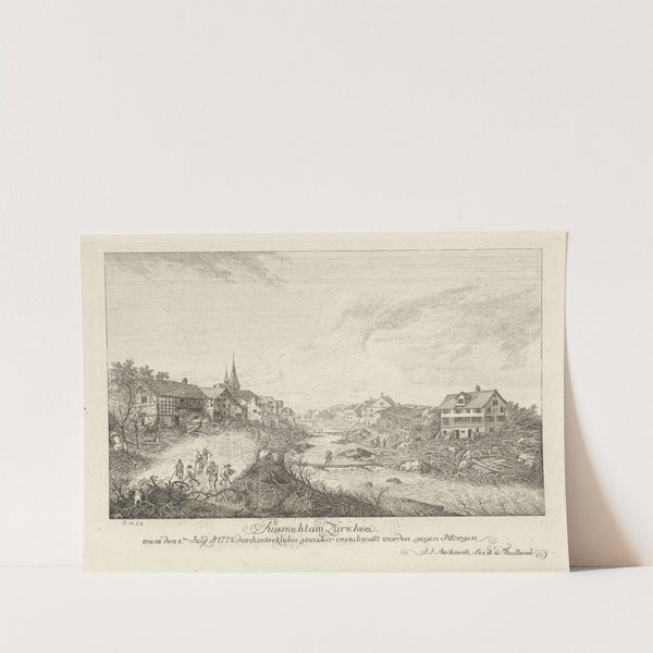 Küsnacht am Zürichsee wie es den 8ten Julÿ Anno 1778 durch entsetzliches gewässer verschwemmt worden gegen Morgen by Johann Jakob Aschmann