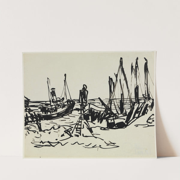 Küstendampfer und ankernde Boote (Fehmarn) (1908) by Ernst Ludwig Kirchner