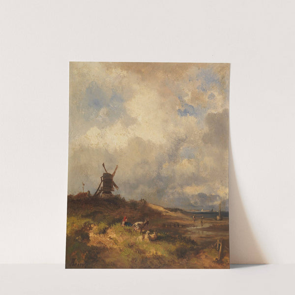 Küstenlandschaft mit Windmühle by Adolf Heinrich Lier