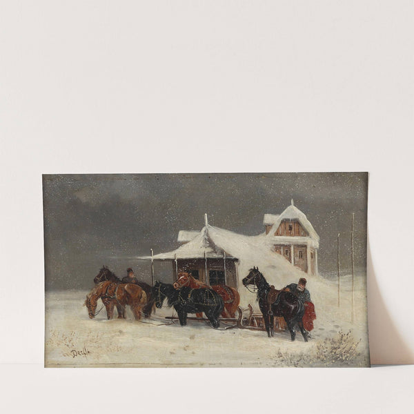 Kutsche bei Scheegestöber by Alfred Steinacker