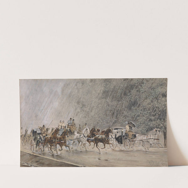 Kutschenfahrt im Regen (1886) by Heinrich Gottfried Wilda