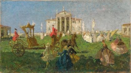 Kutschenfahrt vor der Villa Capra (1915)