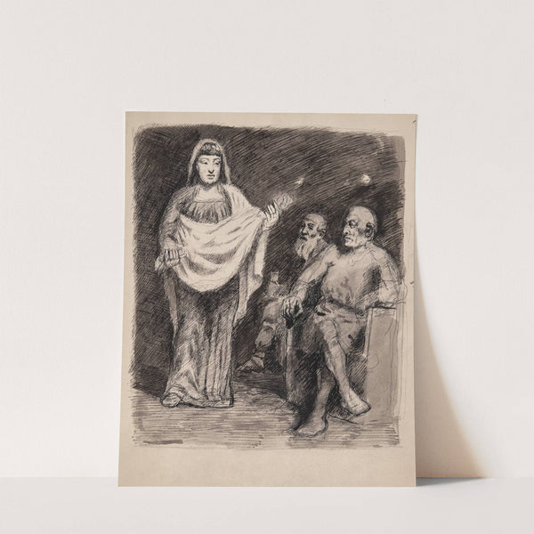 Kvinde foran to mænd- motiv fra nordisk oldtid by Oluf Hartmann