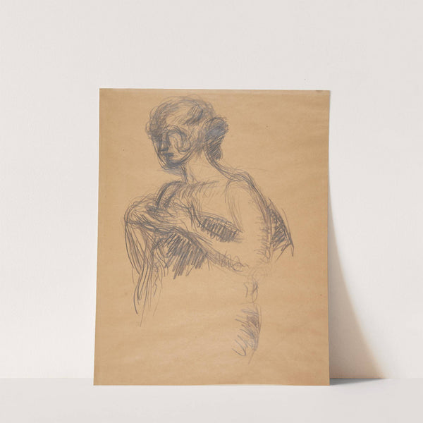 Kvindefigur Besse, kunstnerens hustru Halvfigur, trekvart profil mod venstre by Harald Giersing