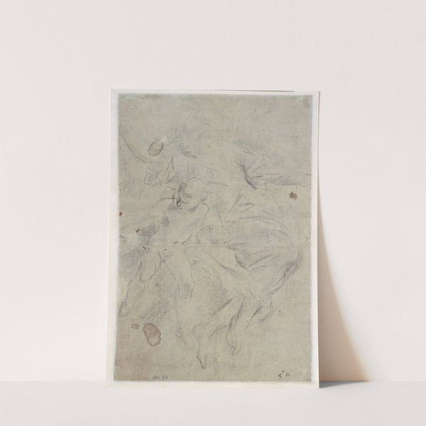 Kvindefigur svævende i luften og putto by Giovanni Battista Beinaschi