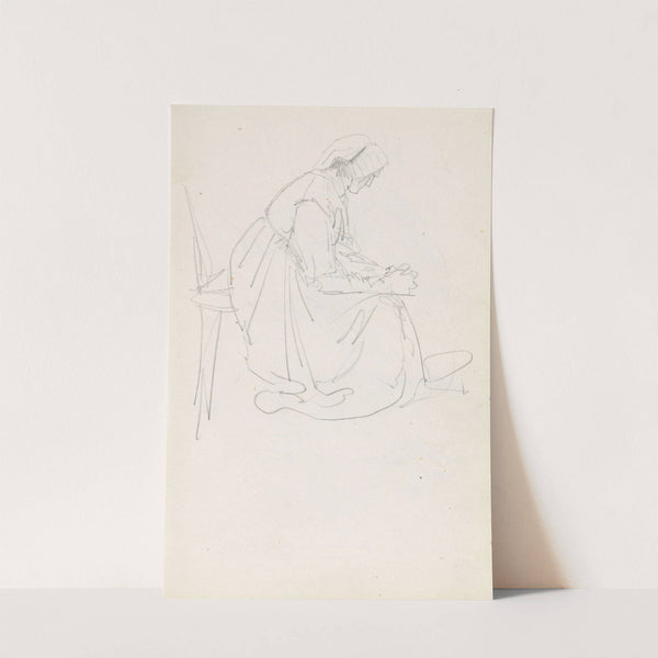 Kvinne med foldede hender (between 1844 - 1854) by Adolph Tidemand
