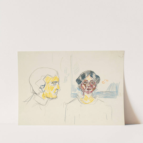 Kvinne og selvportrett i profil by Edvard Munch