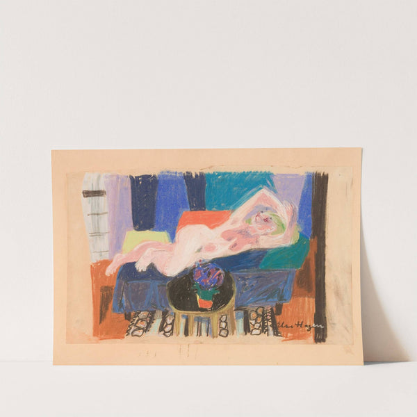 Kvinneakt på sofa by Else Hagen