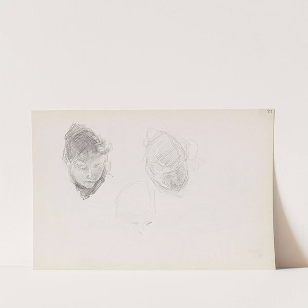 Kvinnehode; riss av to hoder by Signe Scheel