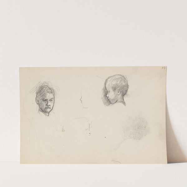 Kvinneportrett; barneportrett; riss av profil by Signe Scheel